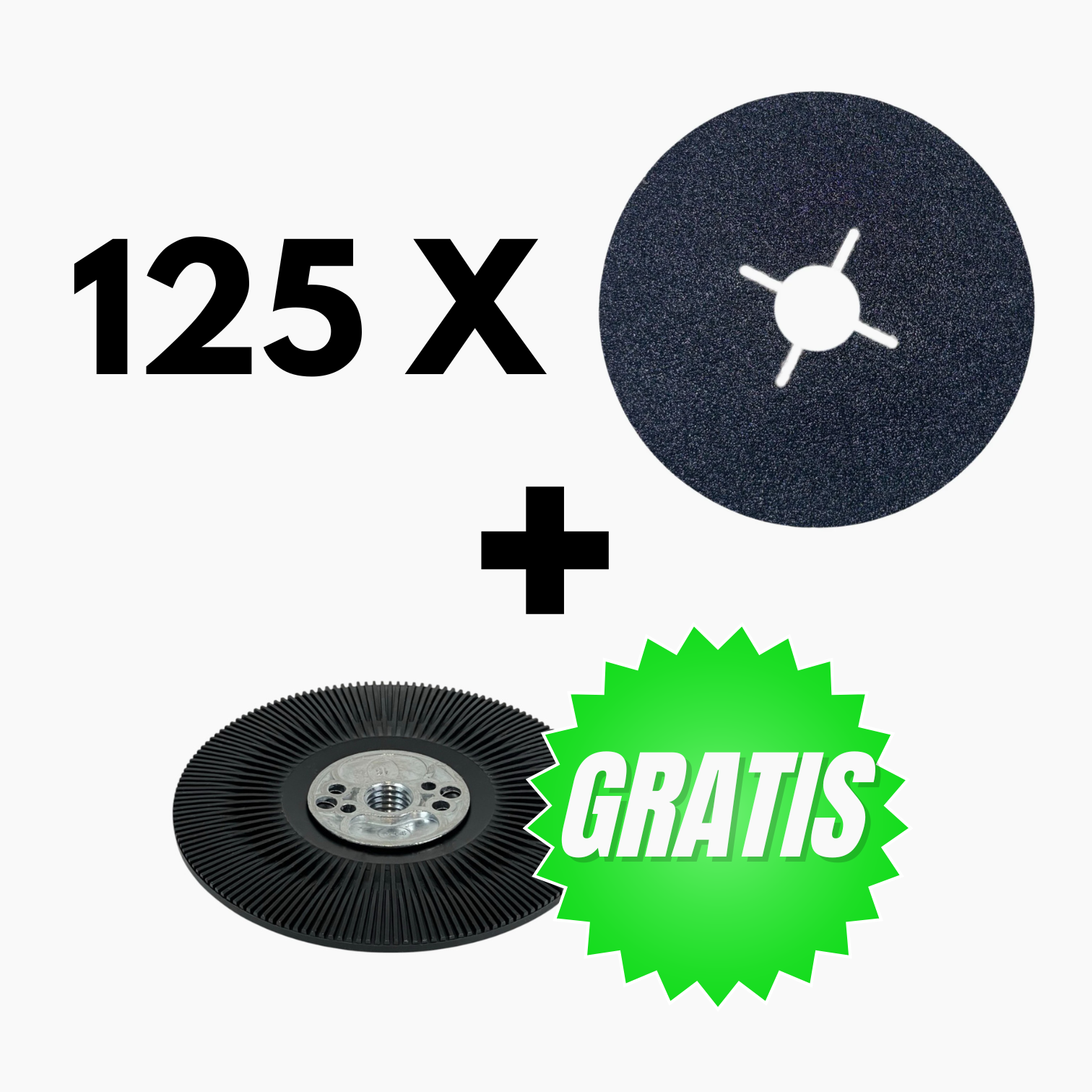 125 x Zirkonium Fiberschijf 125 x 22,23 mm + Gratis Steunpad 125 mm M14 OP=OP!