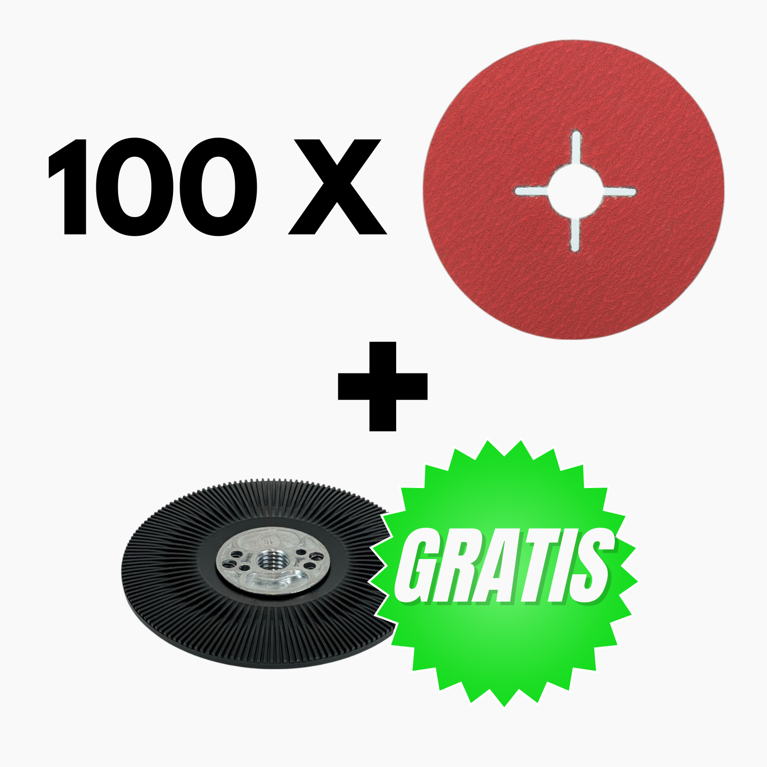 100 x Keramische Fiberschijf 125 x 22,23 mm + Gratis Steunpad 125 mm M14 OP=OP!