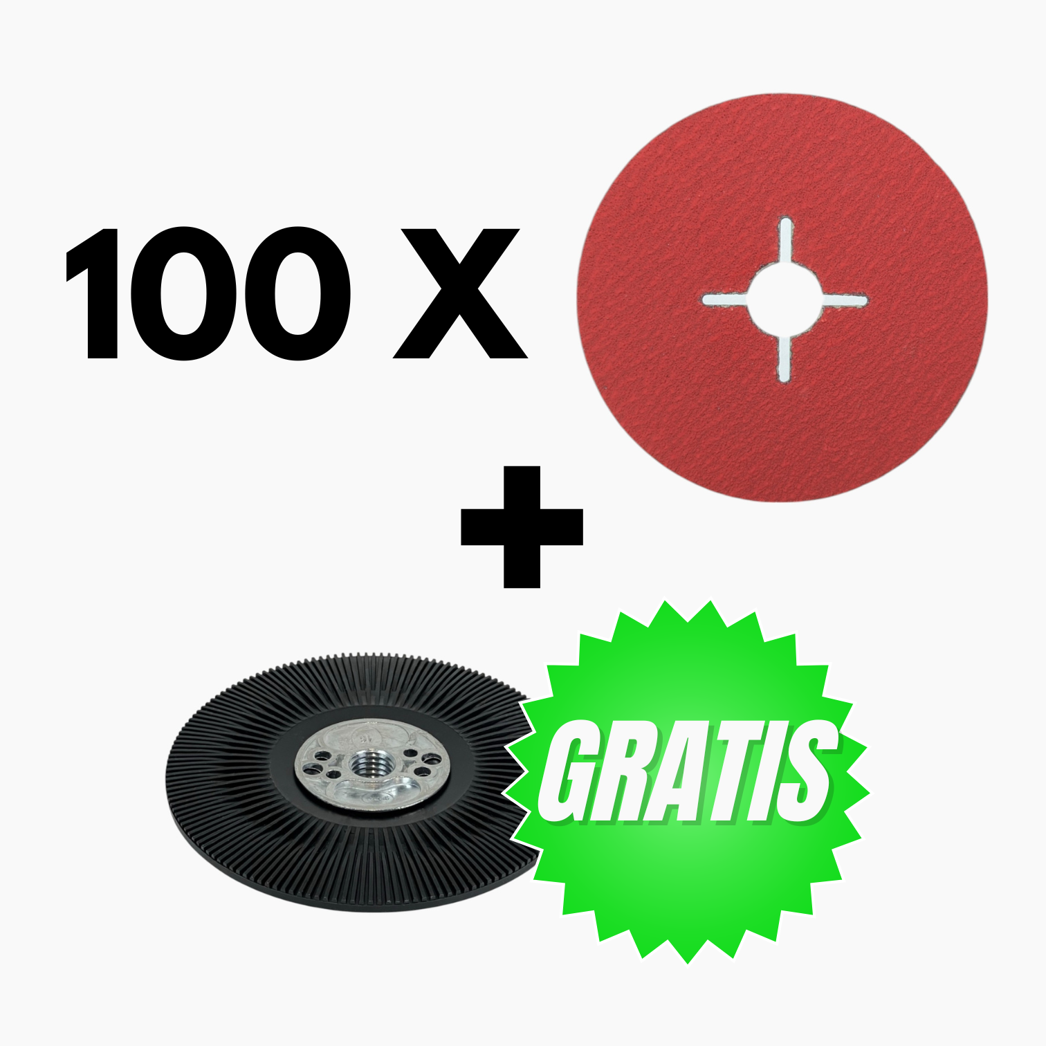 100 x Keramische Fiberschijf 125 x 22,23 mm + Gratis Steunpad 125 mm M14 OP=OP!