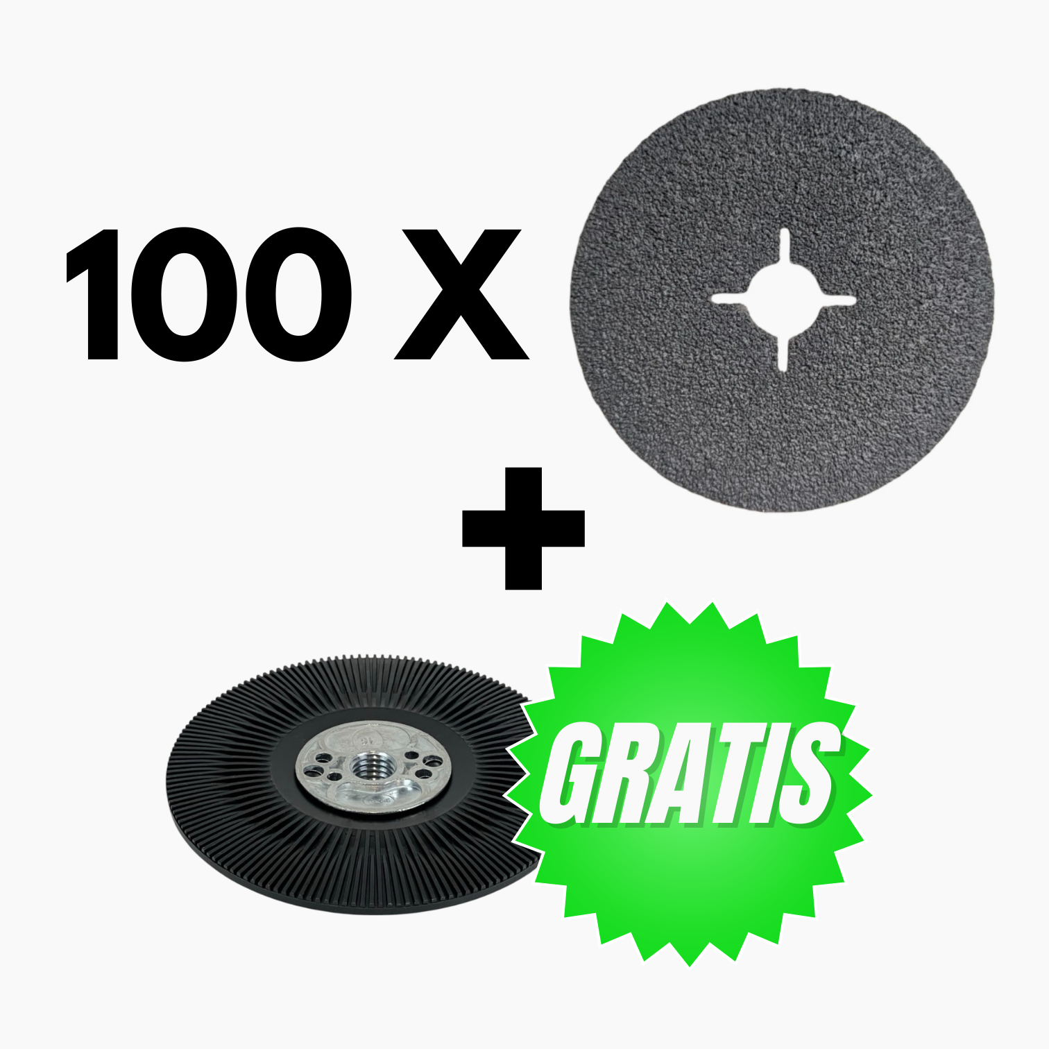 100 x Deerfos Keramische Fiberschijf 125 x 22,23 mm + Gratis Steunpad 125 mm M14 OP=OP!