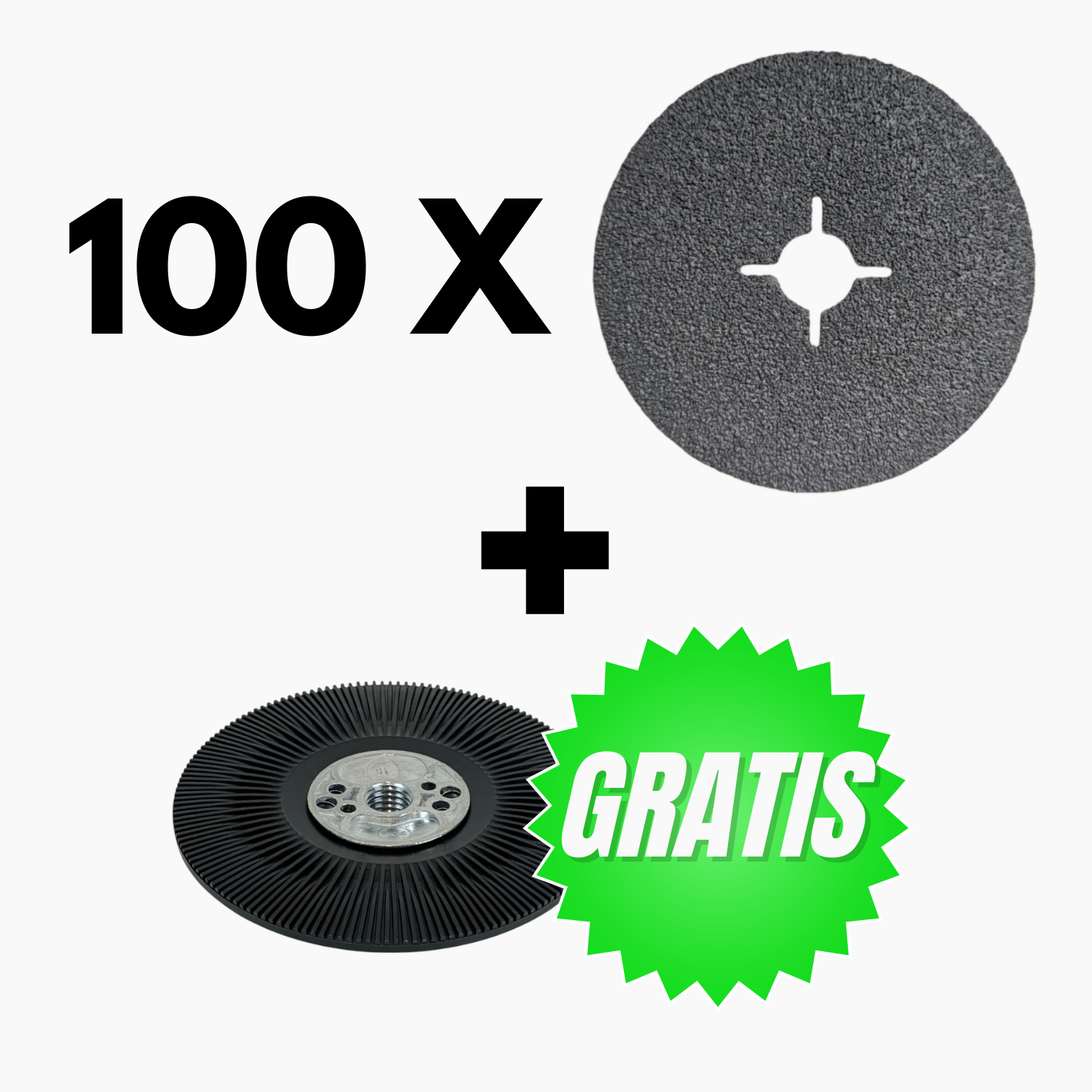 100 x Deerfos Keramische Fiberschijf 125 x 22,23 mm + Gratis Steunpad 125 mm M14 OP=OP!