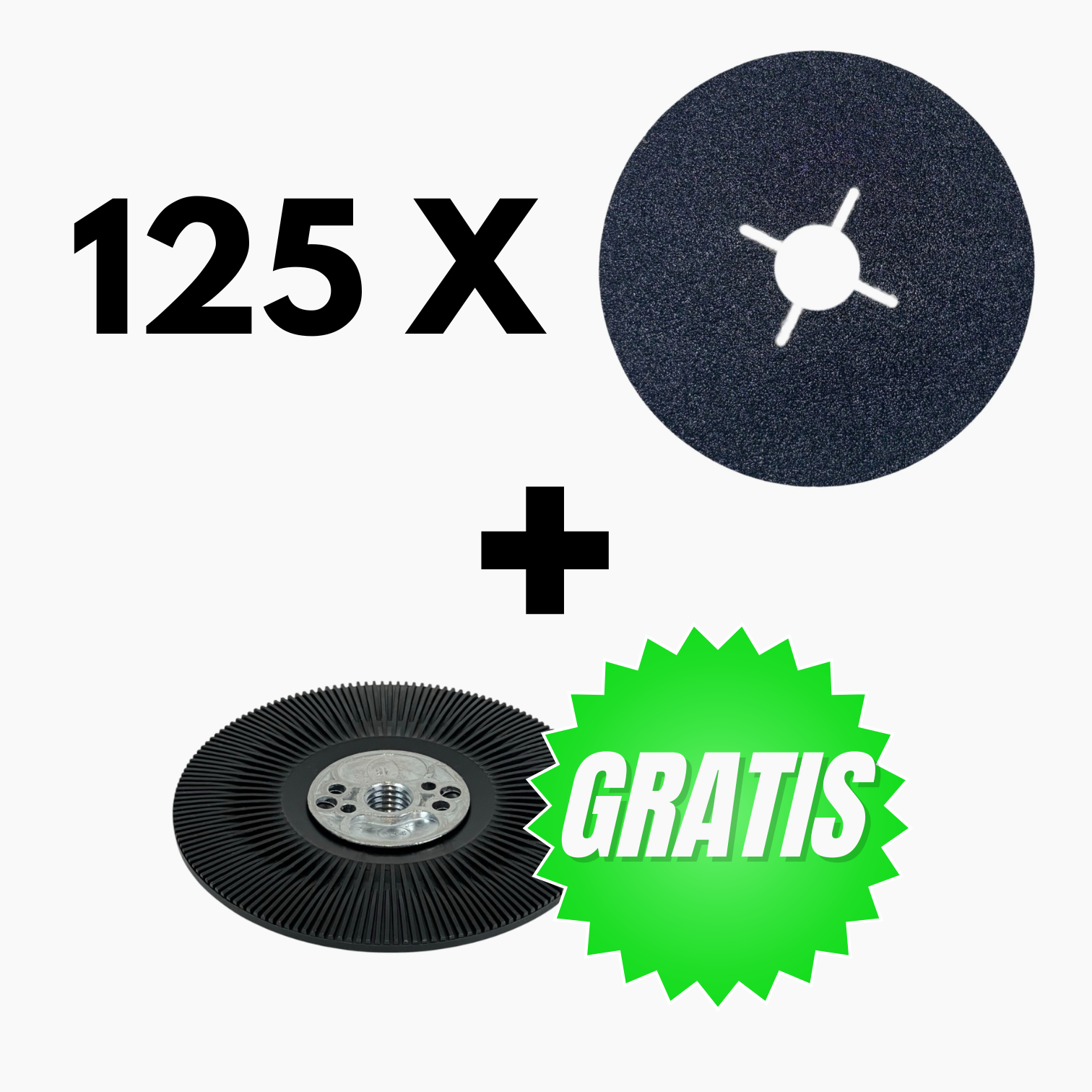 125 x Zirkonium Fiberschijf 125 x 22,23 mm + Gratis Steunpad 125 mm M14 OP=OP!